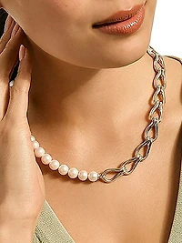 Surf Sterling Silver & Cultured Freshwater Pearl Necklace