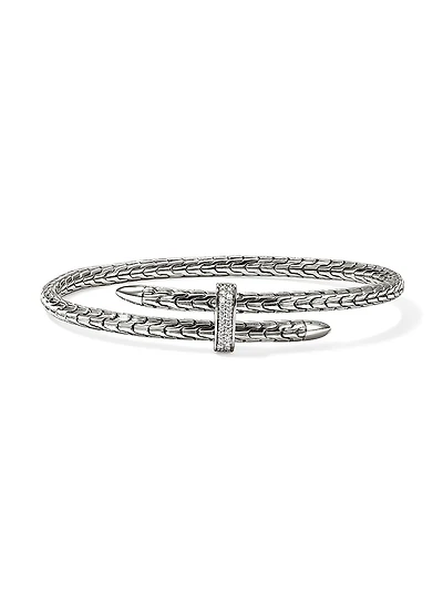 Spear Sterling Silver & 0.16 TCW Diamond Cuff