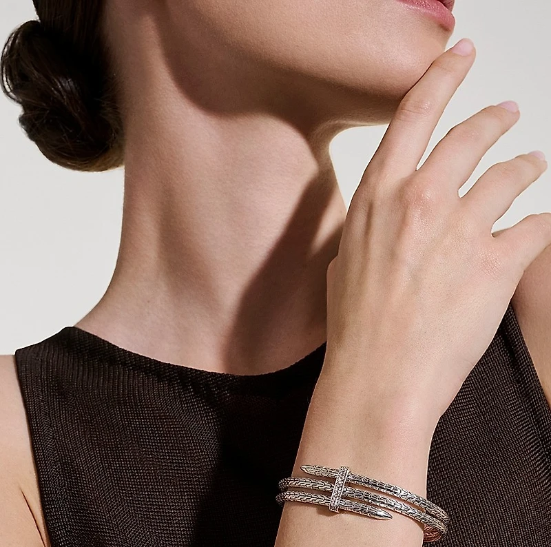 Spear Sterling Silver & TCW Diamond Cuff