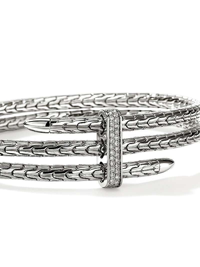 Spear Sterling Silver & TCW Diamond Cuff