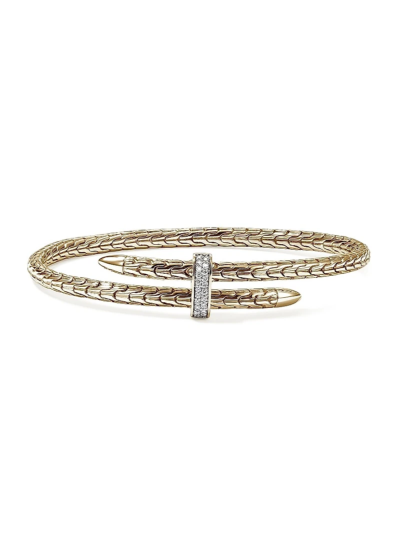Spear 14K Yellow Gold & 0.16 TCW Diamond Flexible Cuff