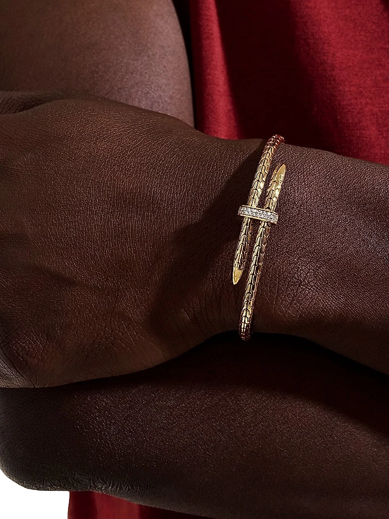 Spear 14K Yellow Gold & 0.16 TCW Diamond Flexible Cuff