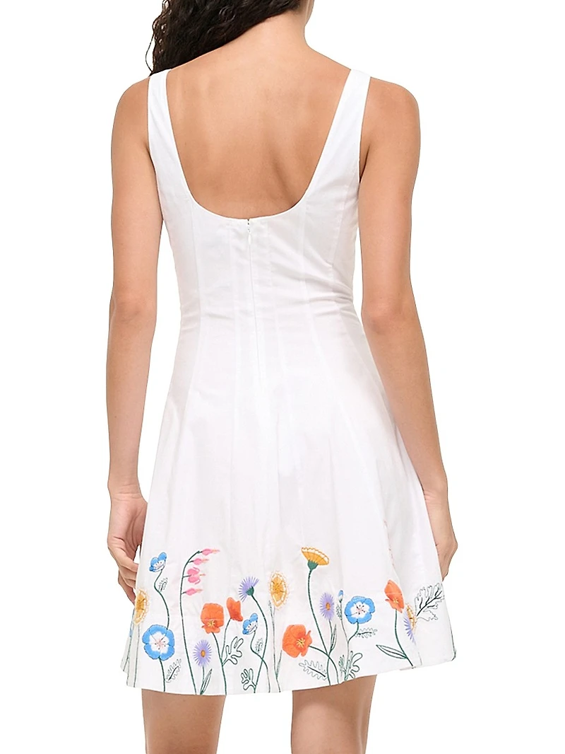 Wells Floral-Embroidered Stretch-Cotton Minidress