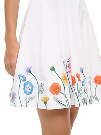 Wells Floral-Embroidered Stretch-Cotton Minidress