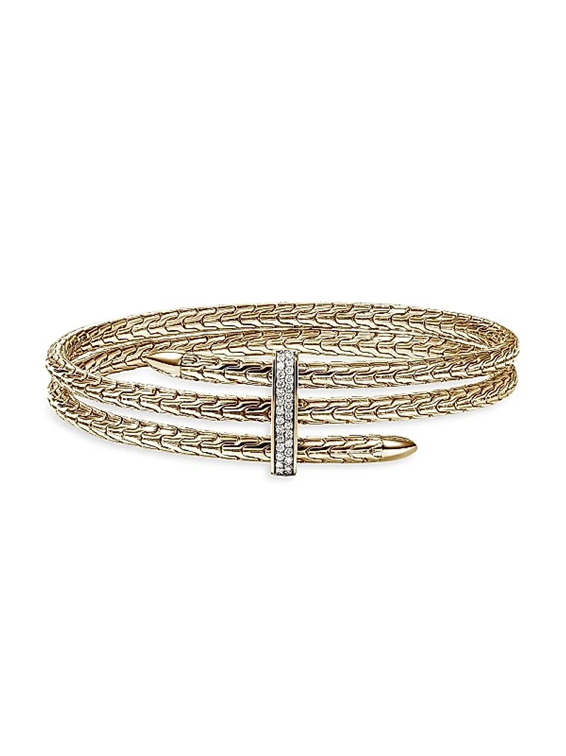 Spear 14K Yellow Gold & 0.23 TCW Diamond Flexible Cuff