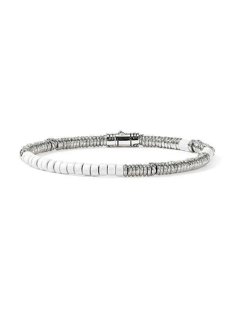 Sterling Silver & Enamel Heishi Beaded Bracelet