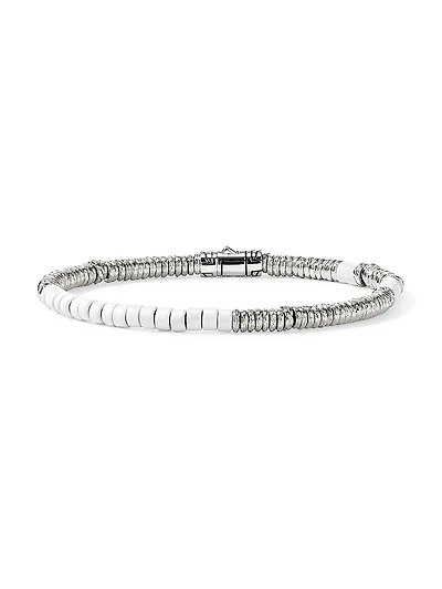 Sterling Silver & Enamel Heishi Beaded Bracelet