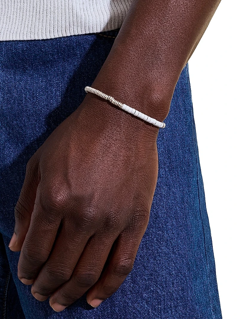 Sterling Silver & Enamel Heishi Beaded Bracelet