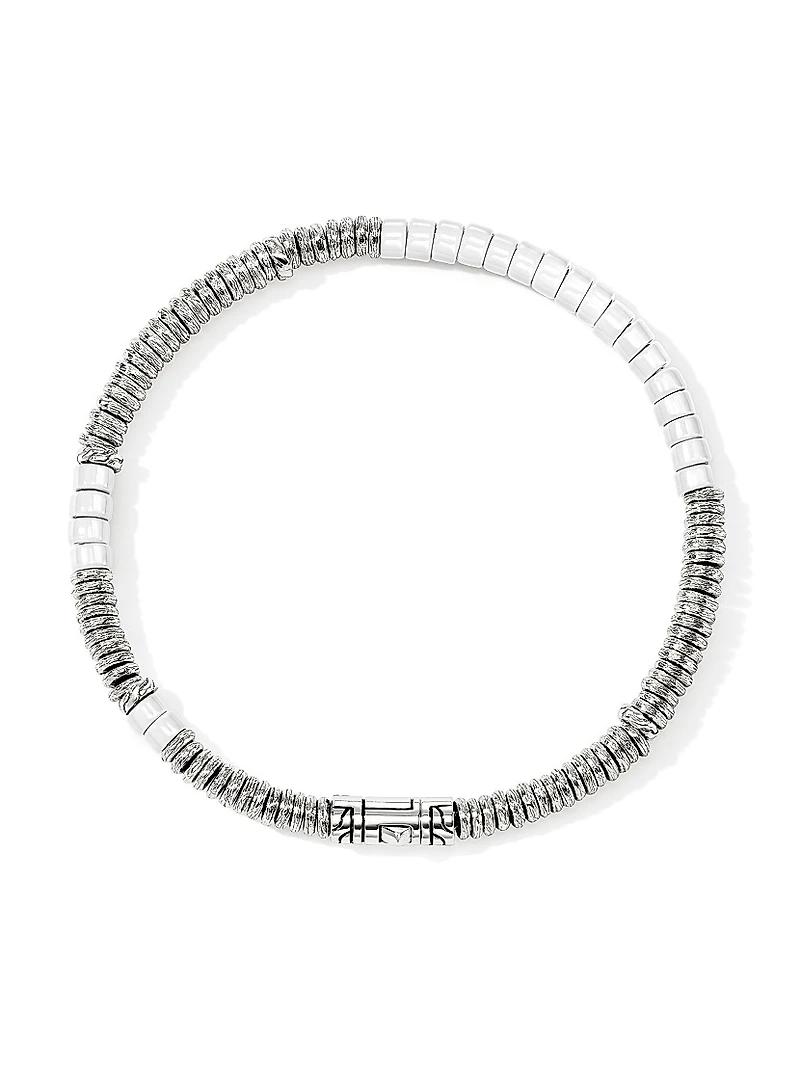 Sterling Silver & Enamel Heishi Beaded Bracelet