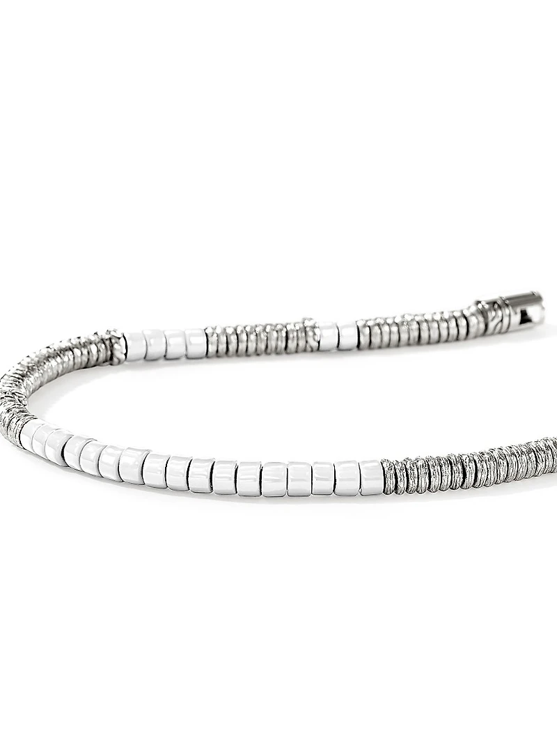 Sterling Silver & Enamel Heishi Beaded Bracelet