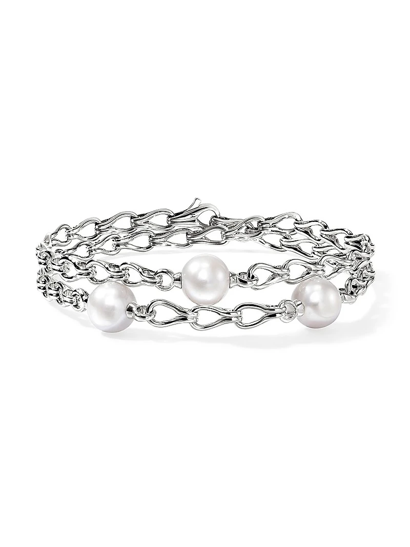 Surf Sterling Silver & Cultured Freshwater Pearl Wrap Bracelet