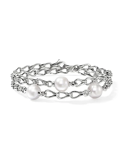 Surf Sterling Silver & Cultured Freshwater Pearl Wrap Bracelet