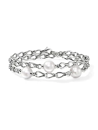 Surf Sterling Silver & Cultured Freshwater Pearl Wrap Bracelet
