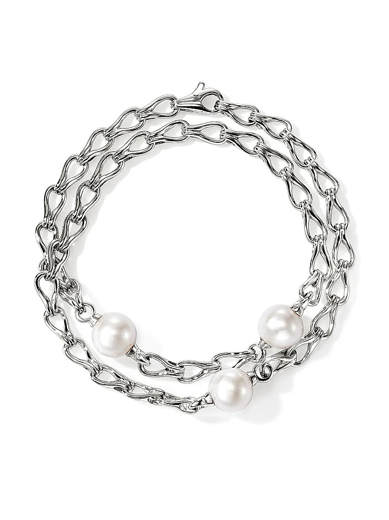 Surf Sterling Silver & Cultured Freshwater Pearl Wrap Bracelet