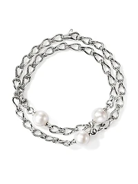 Surf Sterling Silver & Cultured Freshwater Pearl Wrap Bracelet
