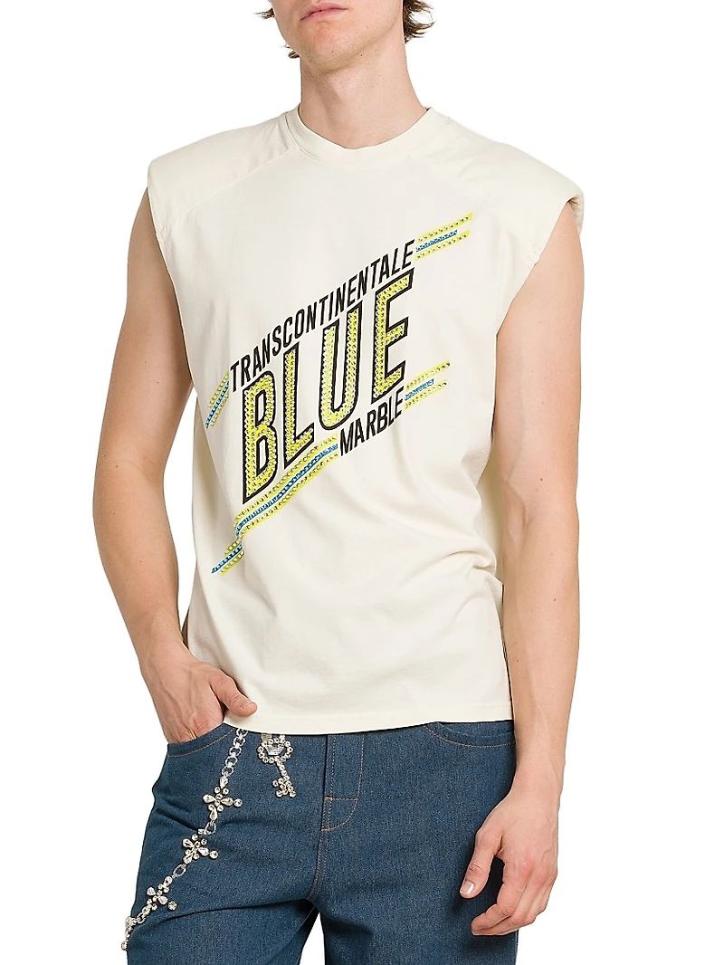 Padded Shoulder Sleeveless T-Shirt