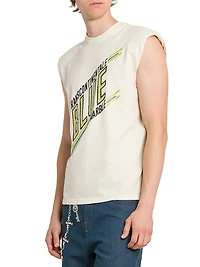 Padded Shoulder Sleeveless T-Shirt