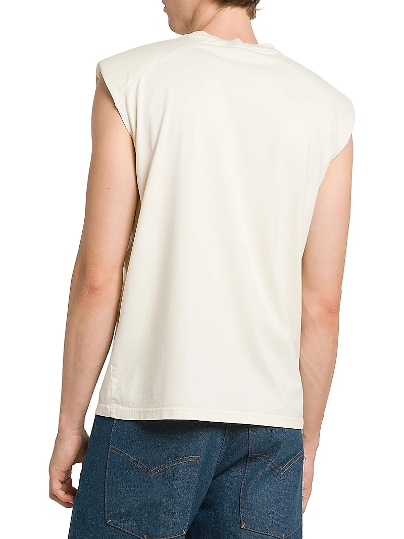 Padded Shoulder Sleeveless T-Shirt