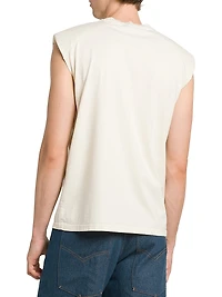 Padded Shoulder Sleeveless T-Shirt