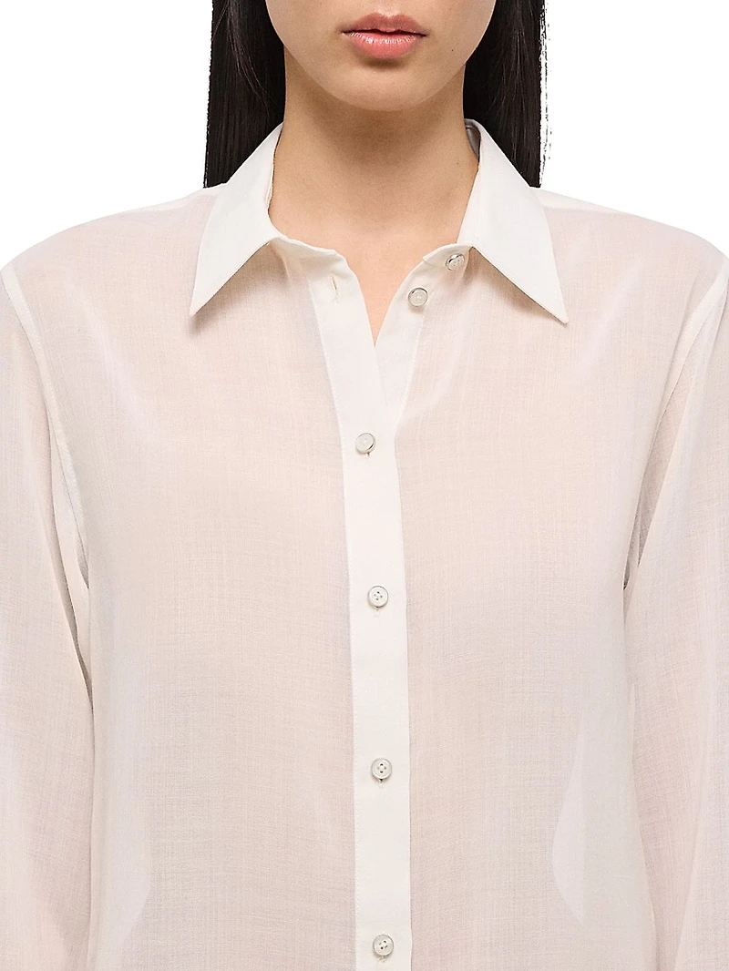 Sheer Wool-Blend Button-Front Shirt