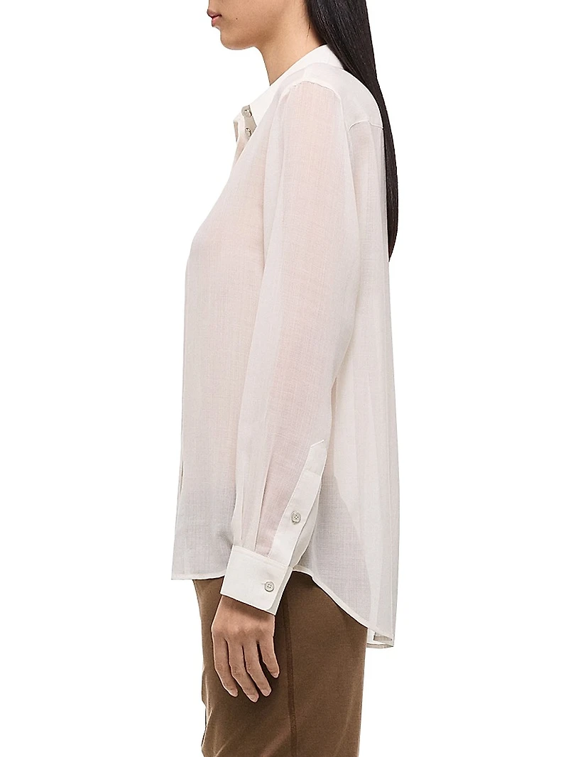 Sheer Wool-Blend Button-Front Shirt