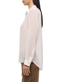Sheer Wool-Blend Button-Front Shirt