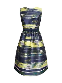 Spencer Striped Belted Cocktail Midi Dress