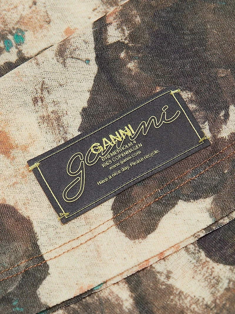 Printed Marl Mesh Long-Sleeve Top