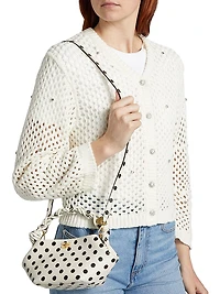 Rhinestone Cotton Pointelle Cardigan