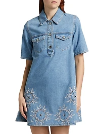 Broderie Anglaise Denim Minidress