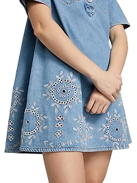 Broderie Anglaise Denim Minidress