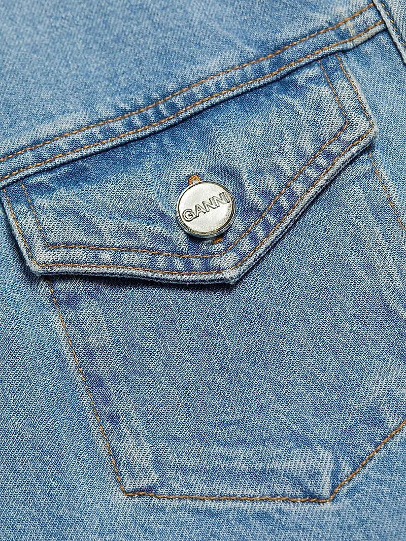 Broderie Anglaise Denim Minidress