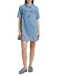 Broderie Anglaise Denim Minidress