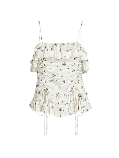 Floral Gathered Ruffle Top