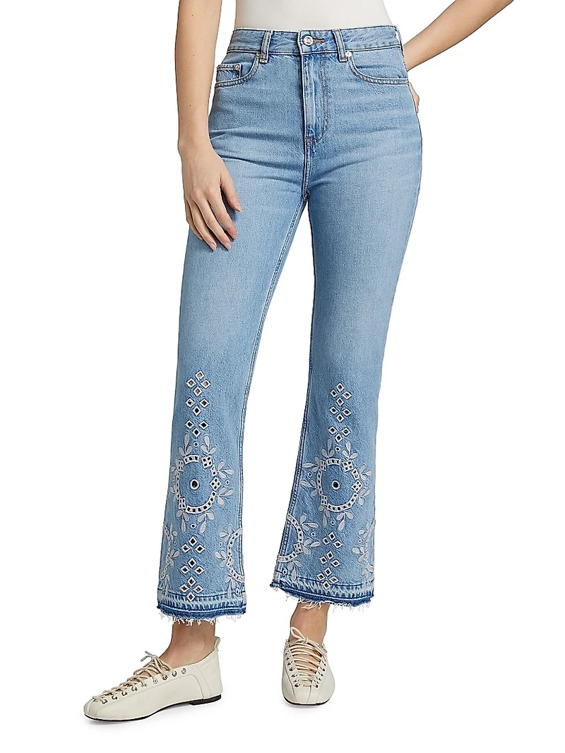 Betzy Broderie Anglaise Crop Jeans