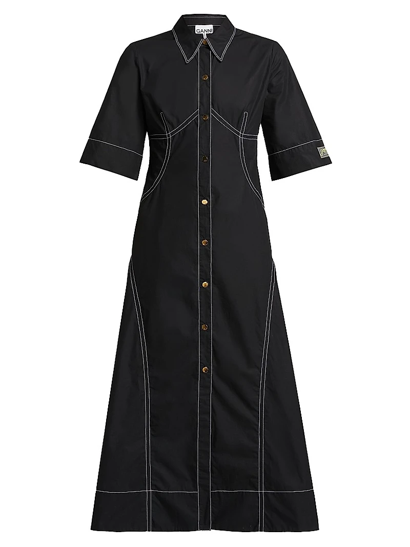 Poplin Cotton Stitched Shirtdress