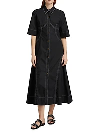Poplin Cotton Stitched Shirtdress