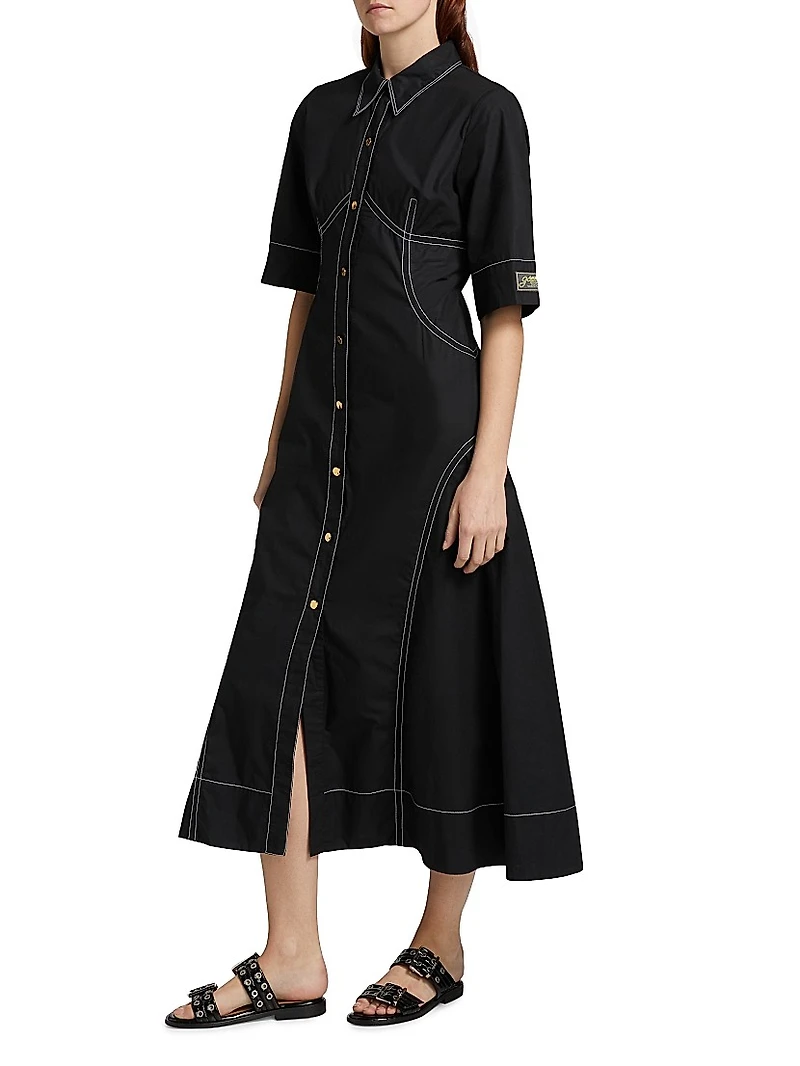 Poplin Cotton Stitched Shirtdress