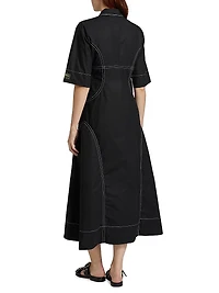 Poplin Cotton Stitched Shirtdress