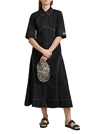 Poplin Cotton Stitched Shirtdress