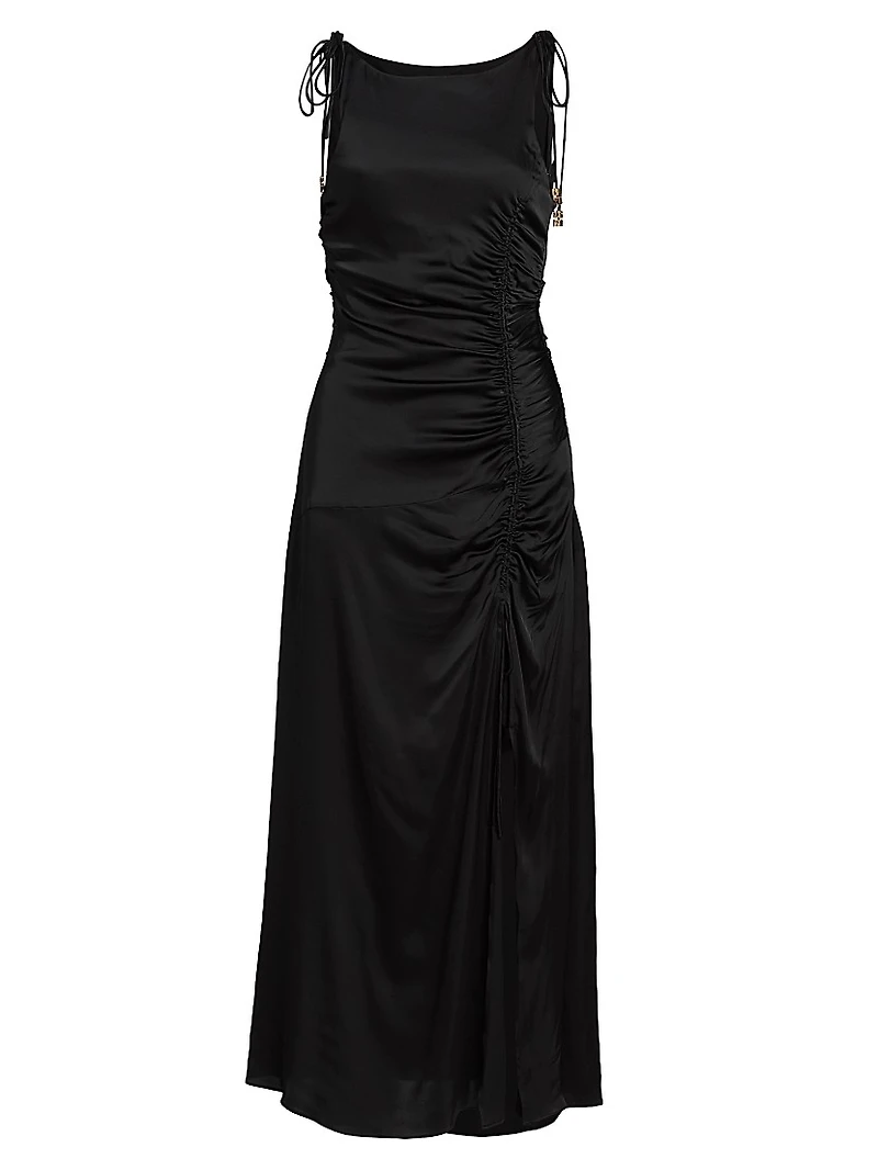 Satin Gathered Maxi Dress