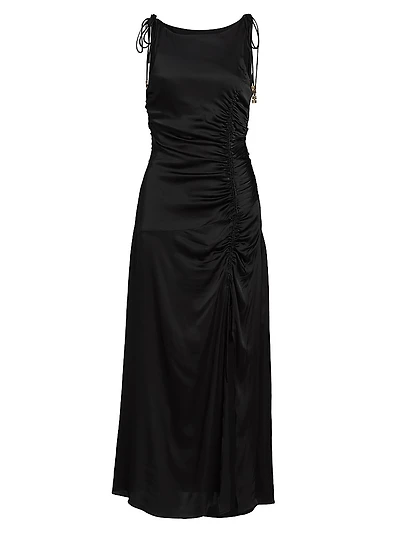 Satin Gathered Maxi Dress