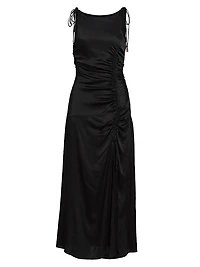 Satin Gathered Maxi Dress