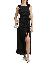 Satin Gathered Maxi Dress