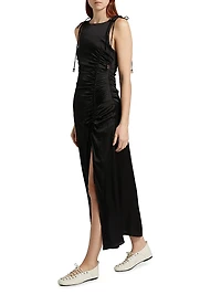 Satin Gathered Maxi Dress