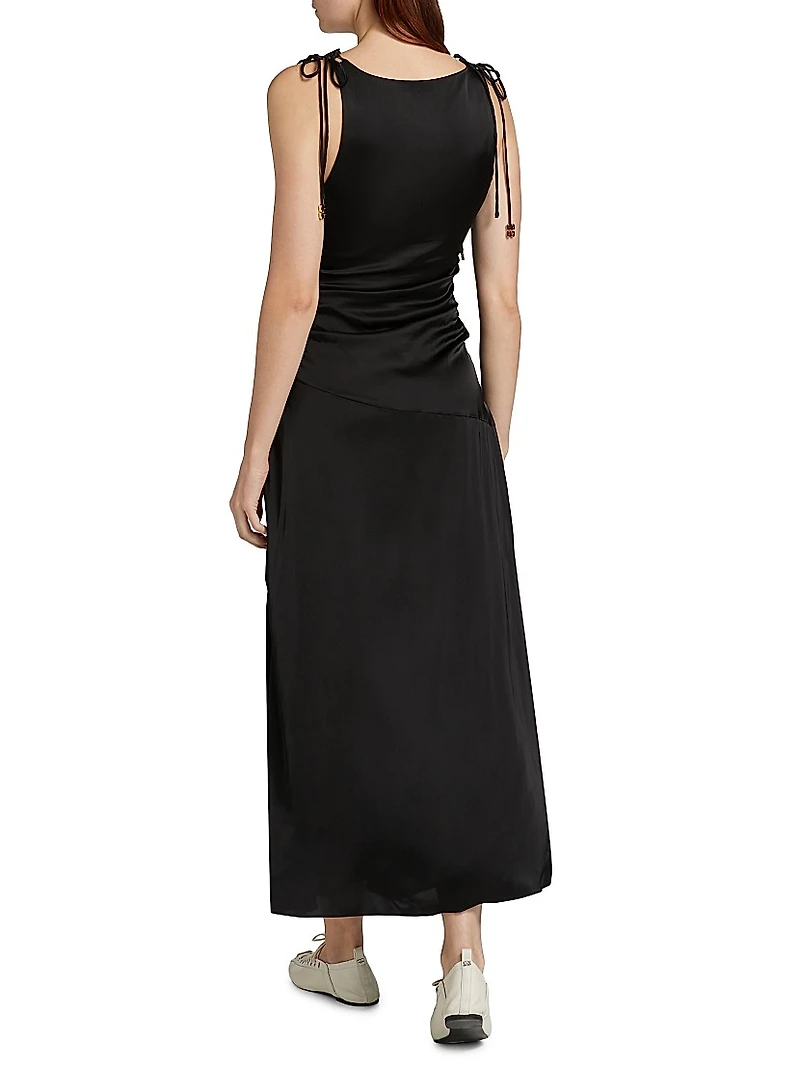 Satin Gathered Maxi Dress