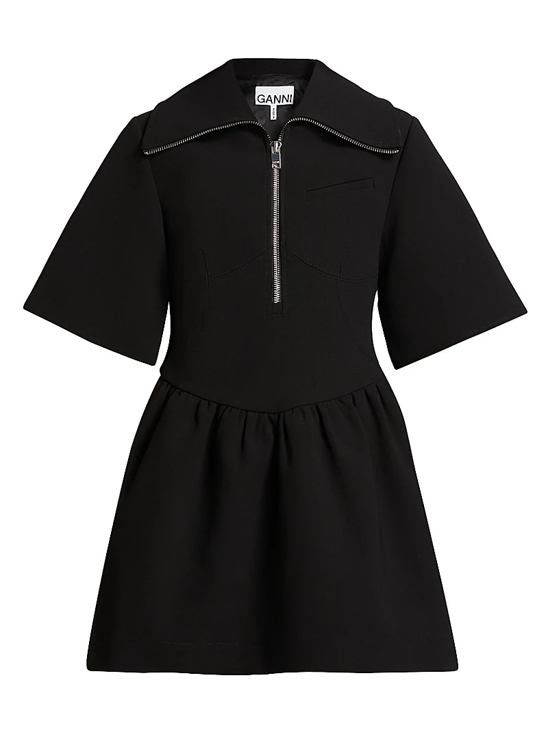 Bonded Crêpe Zip Minidress