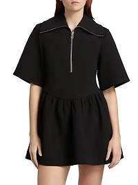 Bonded Crêpe Zip Minidress