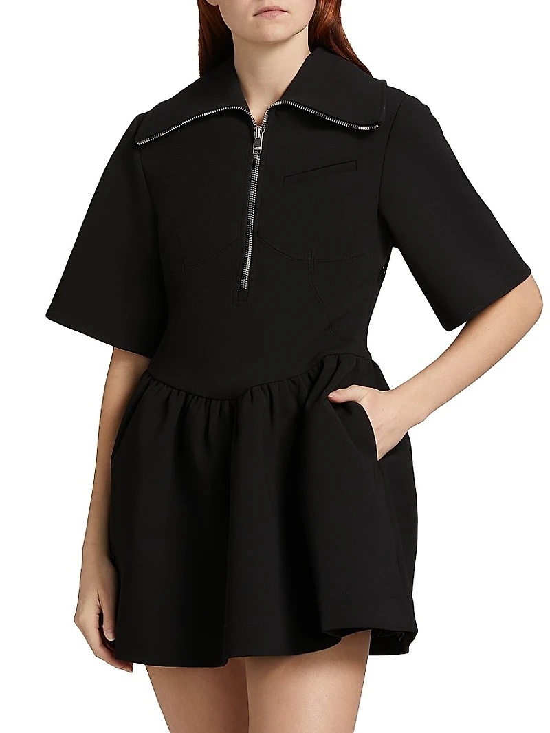 Bonded Crêpe Zip Minidress