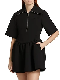 Bonded Crêpe Zip Minidress